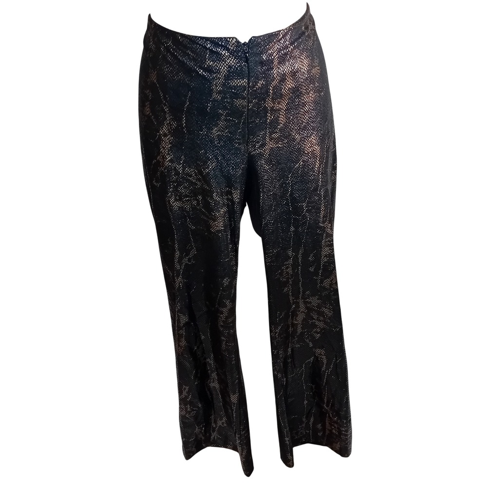 Vintage 80s TWO ROADS Faux Snakeskin Print Flare Pants Festival Rocker Shiny 13‎